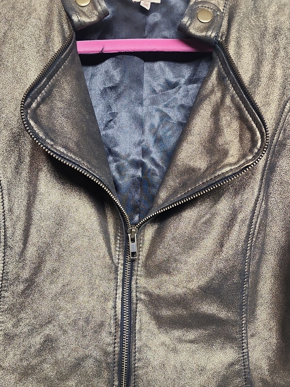 REBA Western Metallic Bronze/Gold Goat Leather Moto Black Lining Jacket Size L - Picture 3 of 9